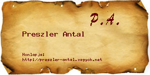 Preszler Antal névjegykártya